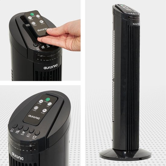 Auronic Torenventilator - Staande Ventilator met Afstandsbediening - Vloerventilator - Timer - Kolomventilator - Fan - 50W - 45dB - 74cm - Zwart