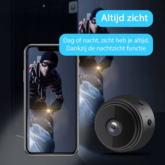 Tech Essentials Mini Verborgen Spy Camera - 1080P - Met WiFi APP - Micro Geheime Beveiligingscamera - Binnenhuis - Spionage - Nannycam - afluisterapparatuur - Zwart