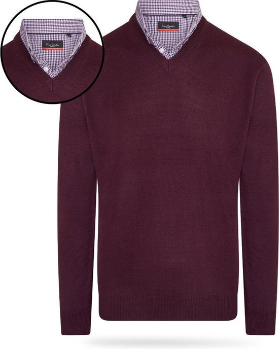 Pierre Cardin - Heren Sweaters Mock Pullover - Rood - Maat S
