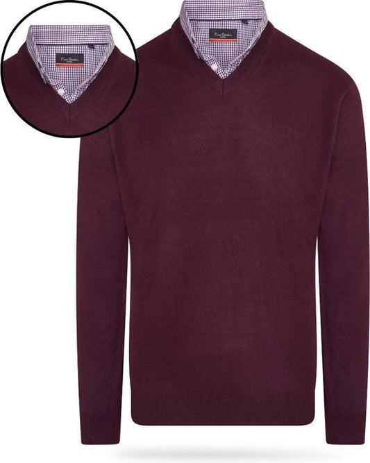 Pierre Cardin - Heren Sweaters Mock Pullover - Rood - Maat S