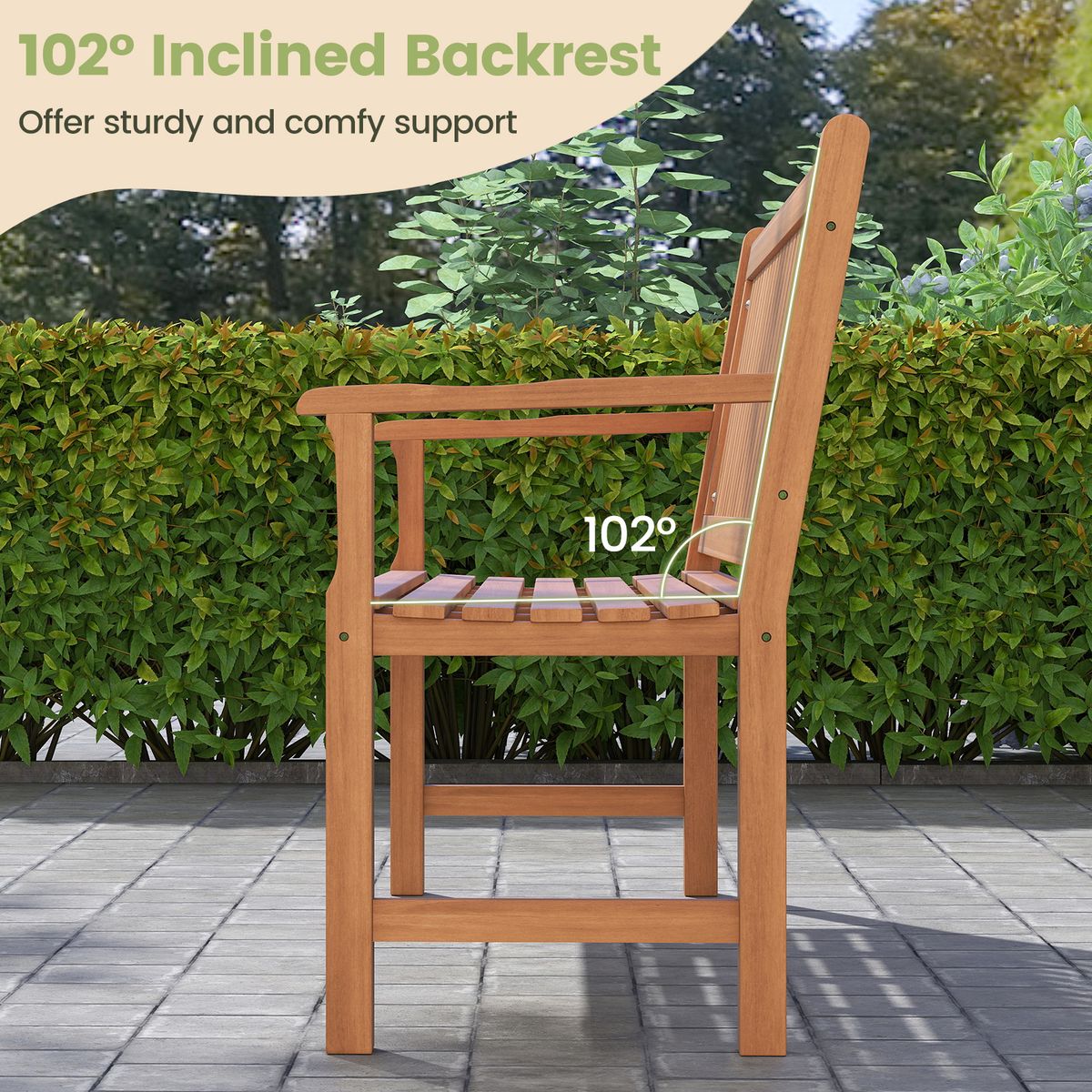 Coast Tuinbank - driezitsbank van dennenhout - ergonomische rugleuning en armleuningen - naturel - 150 x 53,5 x 89 cm