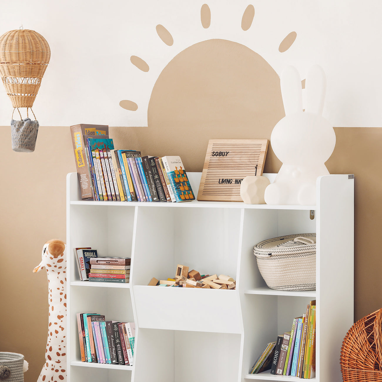 SoBuy KMB55-W Kinderboekenkast - MDF - 106 x 30 x 104 cm - Wit