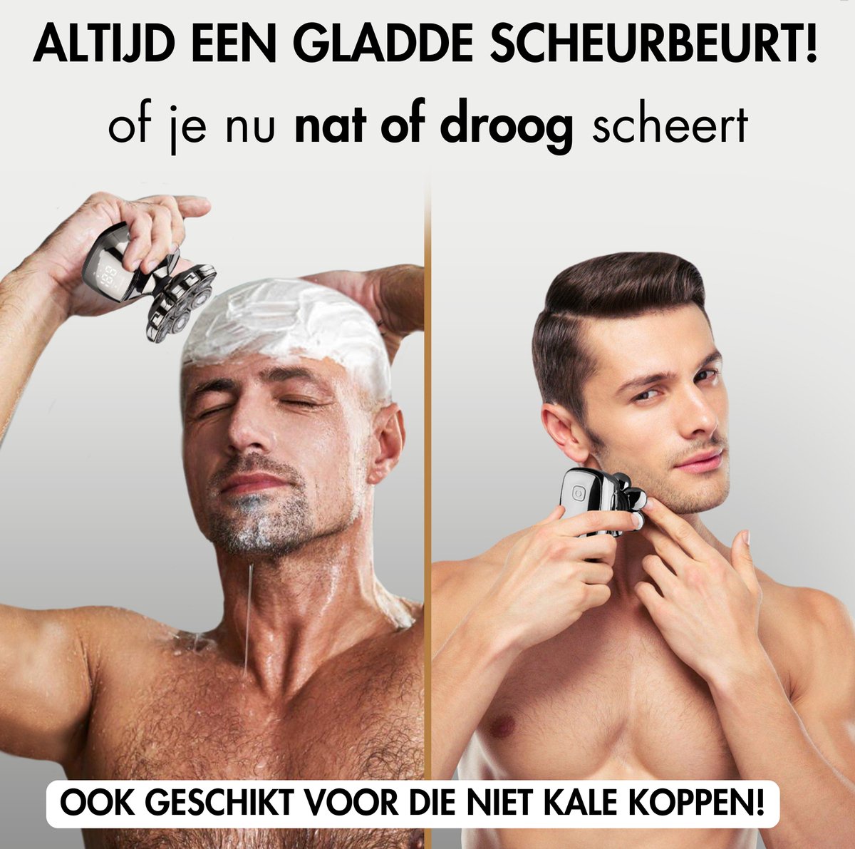 Sansbeauté® Skull Sharp PRO - Scheerapparaat Mannen – Electric Face & Head Shaver - Nat & Droog - Draadloos Opladen - Elektrisch