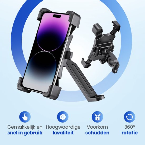 Garpex® Telefoonhouder Fiets & Motor – 360° Draaibaar – Schokbestendig – Universele Smartphonehouder – Anti Vibratie – Waterbestendig