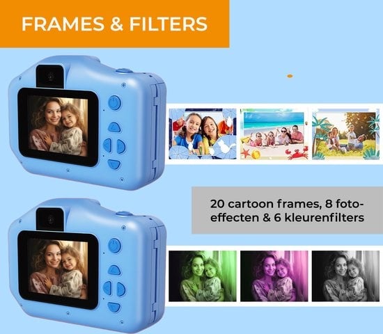 Denver Kindercamera Full HD met Printer - Selfie Camera - 48MP - Digitale Camera Kinderen - Foto en Video - Spelletjes - KPC1370 - Blauw
