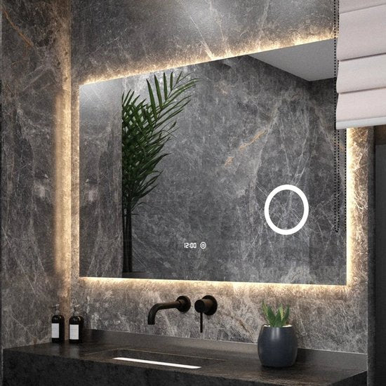 Mirlux Badkamerspiegel met LED Verlichting & Verwarming – Rechthoekige Wandspiegel – Anti Condens Douchespiegel - 120x80CM