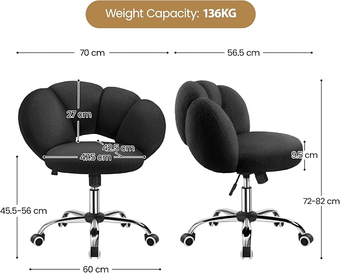 Yaheetech Ergonomische Bureaustoel Cloud Design - Zwart - Verstelbare Draaistoel met Schommelfunctie tot 136 kg