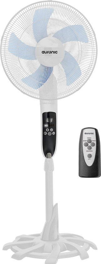 Auronic Statiefventilator - Staande Ventilator met Afstandsbediening - Hoogte Verstelbaar - Roterend - Slaapmodus - Stille Ventilator - Wit