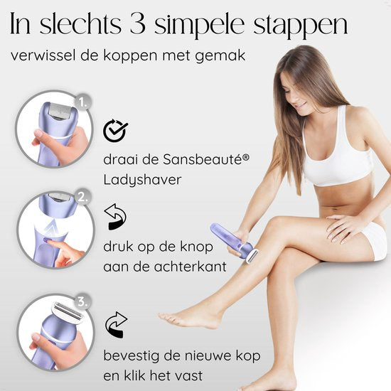 Sansbeauté® 7 in 1 Ladyshaves voor Vrouwen - Gezicht - Oksels - Benen - Epilator - Trimmer voor Vrouwen & Dames - Bikinitrimmer Dames - Scheerapparaat Vrouw