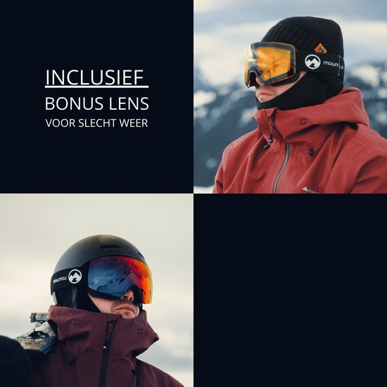 MowMow LOCAL Skibril Heren L/XL + Extra Lens – Magnetisch – Bio-Frame - R-Strap - UV400