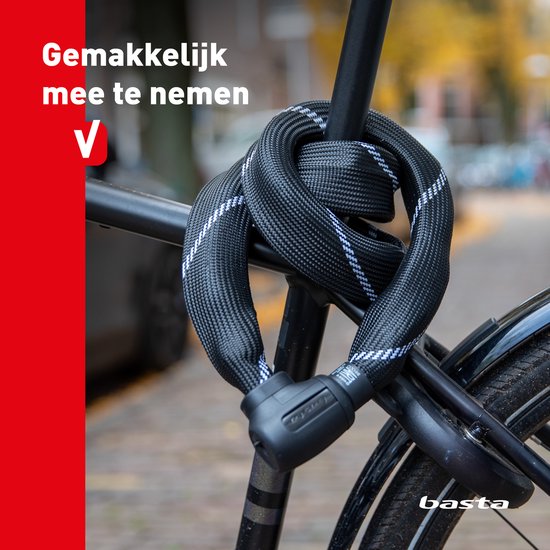Basta Kettingslot - ART 2 Fietsslot - Gehard Stalen Ketting - Slot met Keurmerk voor Elektrische Fietsen en Fatbike - 110 cm lang