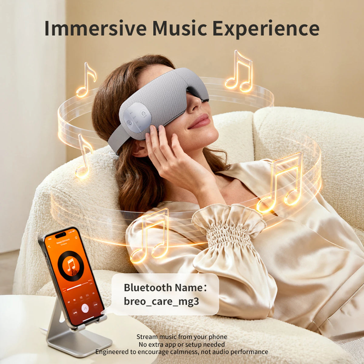 Breo EM005 Oog- en Slaapmasker Massager met Warmte – Luchtcompressie, Tempelmassage, USB-C – Zwart