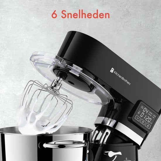 KitchenBrothers Keukenmachine KB790 - Display en Timer - 6L - 1400W - Zwart