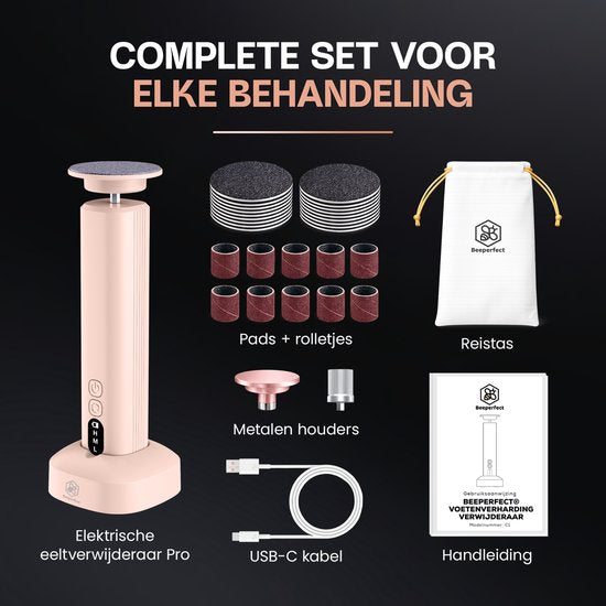 Beeperfect® Elektrische Eeltverwijderaar Pro - Voetvijl - Eeltvijl - 60 Eeltschijven en 20 Schuurrollen - Met Oplaadstation