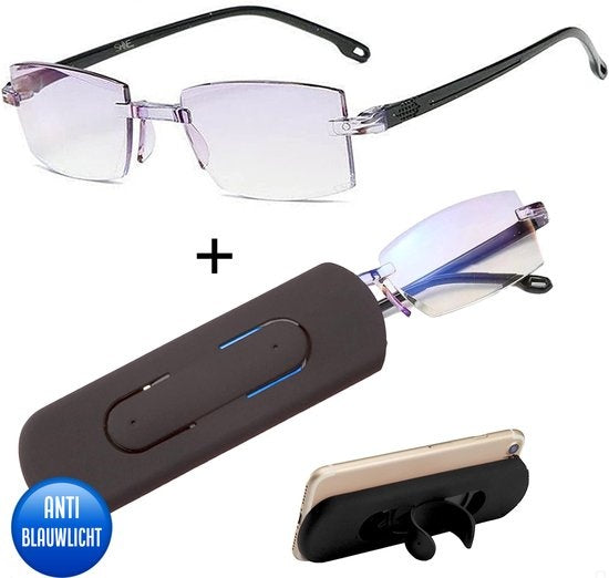 Shine Anti blauw Licht Computerbril 1.00 - Multifocale Beeldschermbril - Leesbril Voor Dames en Heren - Incl Accessoires
