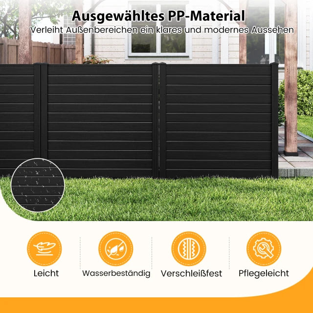 Coast Privacy Scherm Zwart – 2-Delig Buiten Schuttingpaneel met Metalen Grondpalen – 123 x 123 cm