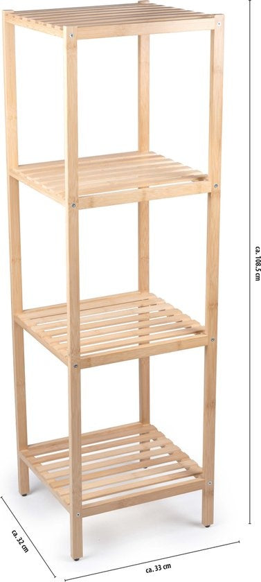 Alpina Badkamerrek 4-laags - Badkamermeubel - 32x33x108,5cm - Bamboe