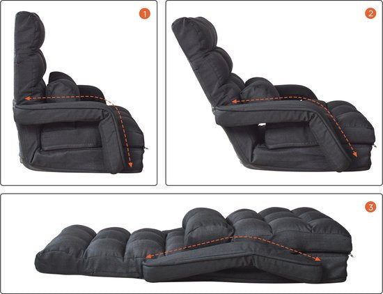 VDD Gaming - Loungestoel - Uitklapbaar tot een ligstoel - Zwart -71x51x50cm