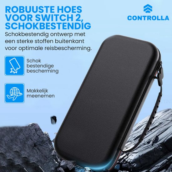 Controlla - Case geschikt voor Nintendo Switch 2 - Hoesje geschikt voor Nintendo Switch 2 - Inclusief screenprotector - Beschermhoes - Thumb grips