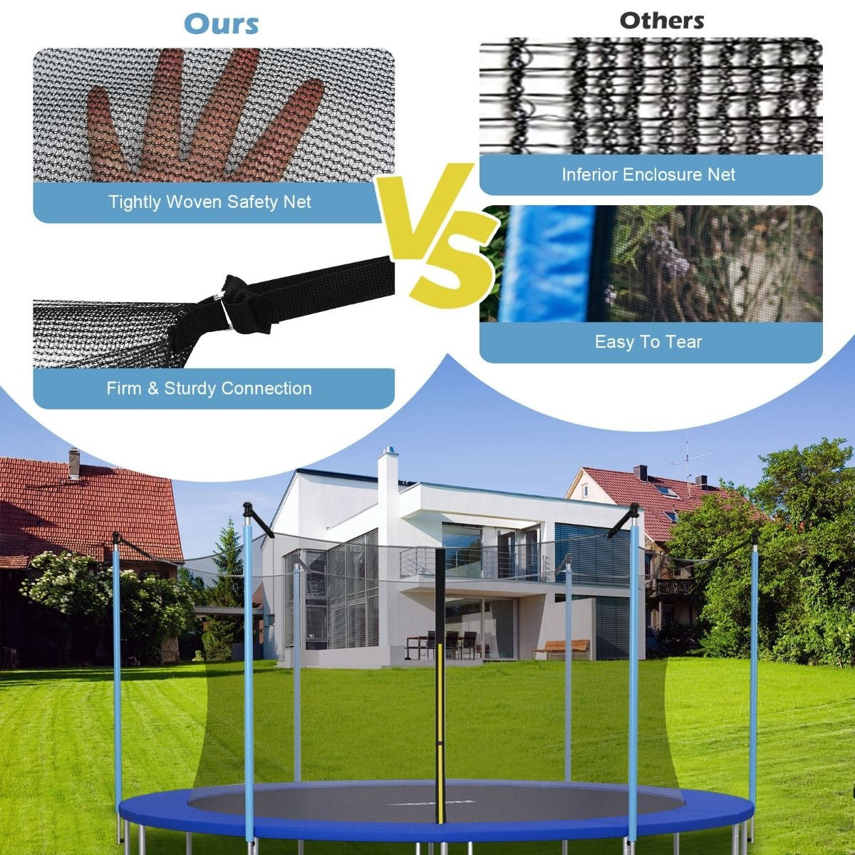 Coast Trampoline Veiligheidsnet - Zwart - Ø305 cm - 180 cm Hoog