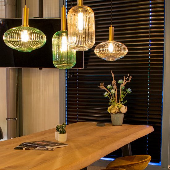 Lucide MALOTO - Hanglamp - Ø 30 cm - 1xE27 - Amber