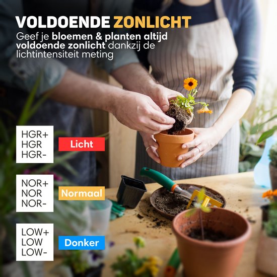 Vulpes Goods® Vochtmeter voor Planten - 4-in-1 - Vochtigheidsmeter - Binnen en Buiten - Hygrometer voor Kamerplanten - - pH, Lichtmeter, Temperatuurmeter en Vochtigheidsmeter - Vochtmeter Grond - PRO versie - Incl. Batterij