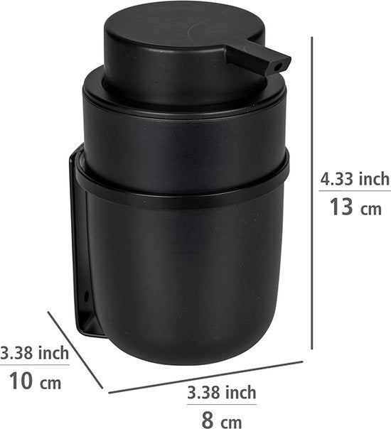 Wenko Zelfklevende wand zeepdispenser - Zwart - 250 ml