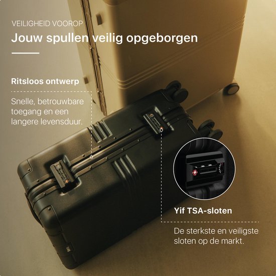 ONYX Hybrid Pro Check-in Koffer Large 100 Liter - Gerecycled Polycarbonaat en Ritsloos Design - Reiskoffer met TSA slot en Spinner wielen - Lichtgewicht Trolley met Laptopvak - Onyx Black