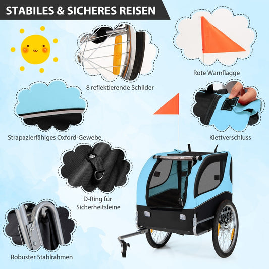 Coast Dog Trailers voor fietsen PET -trailer voor fiets 40 kg veerkrachtig blauw
