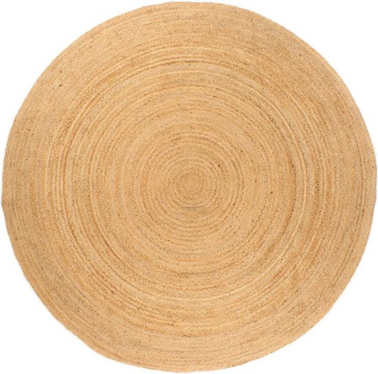 vidaXL - Tapijt - rond - 240 - cm - gevlochten - jute