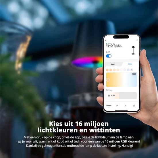 FlinQ Smart Tafellamp Lume - Oplaadbaar en met Touch Bediening - Voor Slaapkamer en Woonkamer - Draadloze Lamp ook als Schemerlamp - Dimbaar en Ideaal voor Nachtkastje - Industrieel - Wit