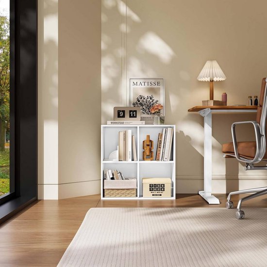 Vakkenkast boekenkast - 70 x 70 x 34 cm - 4 vakken - wit - multifunctioneel