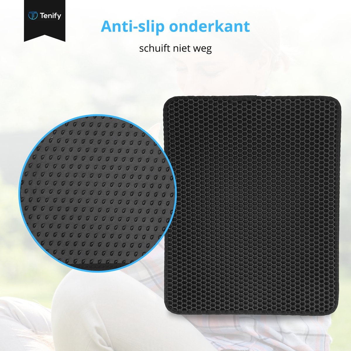 Tenify Kattenbakmat + Extra Kattenbak Schepje - 40 x 50 cm - Waterdicht - Dubbele laag - Honingraatstructuur - Uitloopmat - Mat