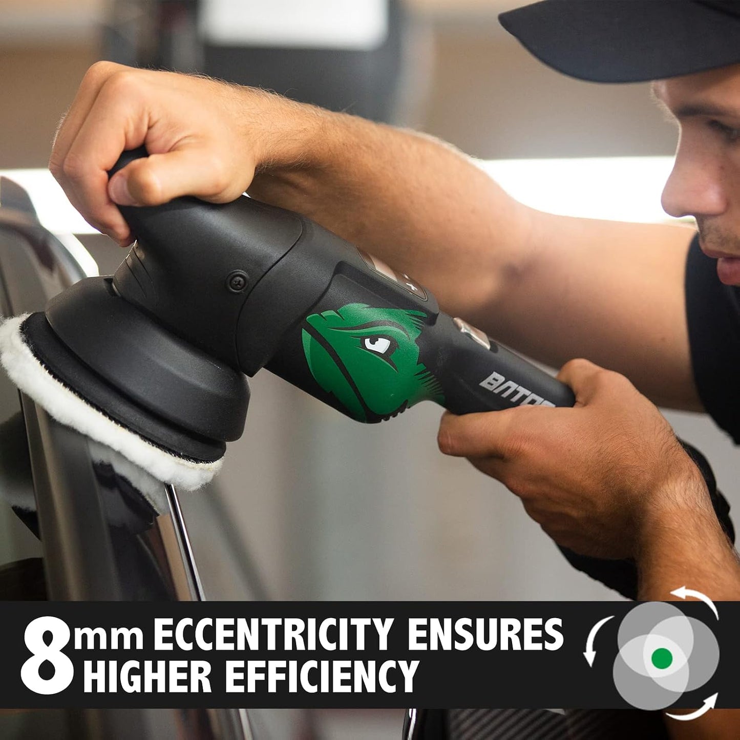 BATOCA S2 Accu Polijstmachine - 2000-4500 RPM - 8 mm Excentrisch - 125 mm - 2 x 5000 mAh Accu