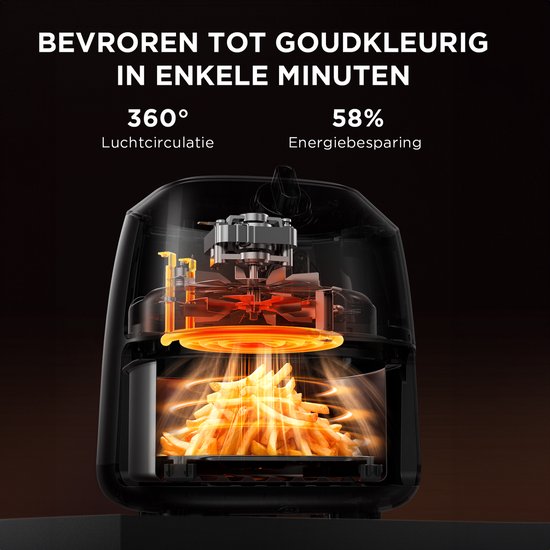Midea Air fryer MF-TN20D2 - 2L, 1150 W Airfryer, Frituren zonder olie, Heteluchtfriteuses, Automatische uitschakelfunctie, Olievrij, Gemakkelijk schoon te maken, BPA-vrij, Zwart