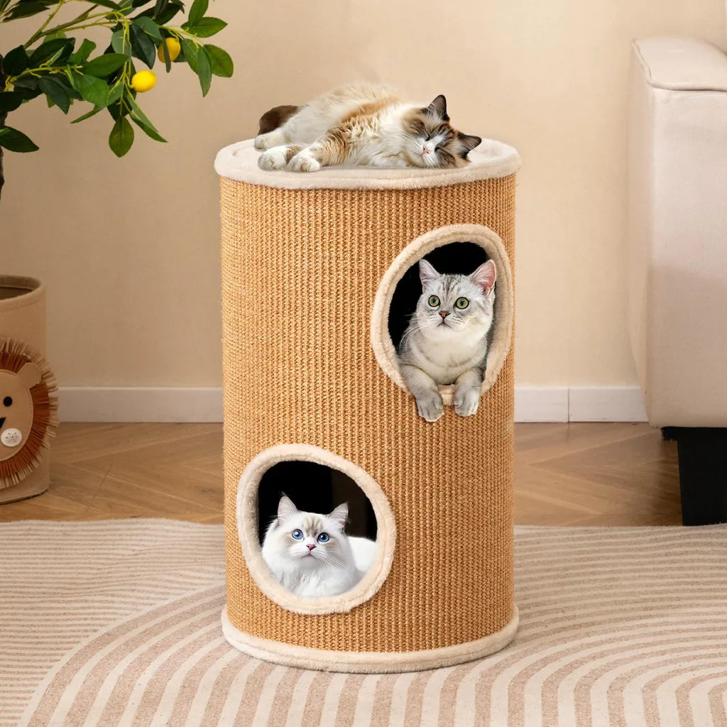 Coast Krabton 4-Laags – Kattenhuis met 3 Kattenholen en Sisal Krabvlak Ø36 x 59,5 cm