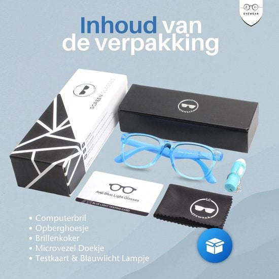 LC Eyewear Computerbril voor Kinderen - Blauw Licht Bril - Blue Light Glasses - Beeldschermbril - Unisex - Transparant Blauw