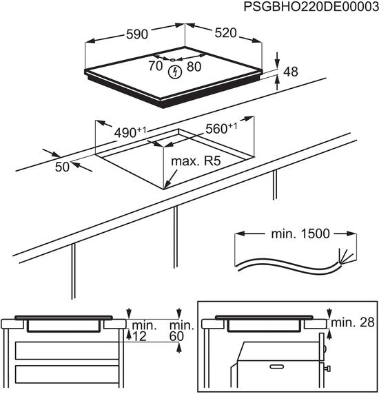 AEG IB6420ACB 5000 Inductie - Zelfvoorzienende inductiekookplaat - 60 cm - Boosterfunctie