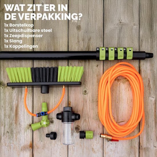 BREND BR-2237 Telescopische Wasborstel Uitschuifbaar tot 7 Meter – 5-Delige Waterborstel met Zeepdispenser – Voor Gevels, Dakpannen en Zonnepanelen