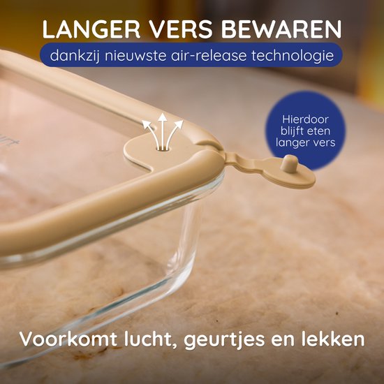 Safecourt vershoudbakjes - volledig van glas (100% micro-plastic vrij) - oven, vriezer, magnetron en vaatwasser - 5 delige set