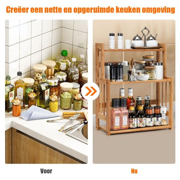 Coast Aanrecht Organizer - Kruidenrek/Opbergrek - 41,5 x 18 x 50 cm - Bruin