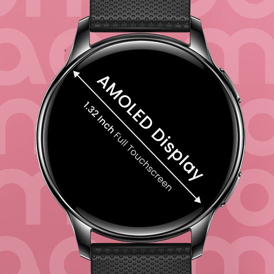 Maoo Ventura AMOLED Smartwatch Dames – RVS & 4x Siliconen Bandjes – Stappenteller, Hartslagmeter, Slaapmonitor, Multisport, Notificaties, Bellen, GPS, Android & iOS – Zwart