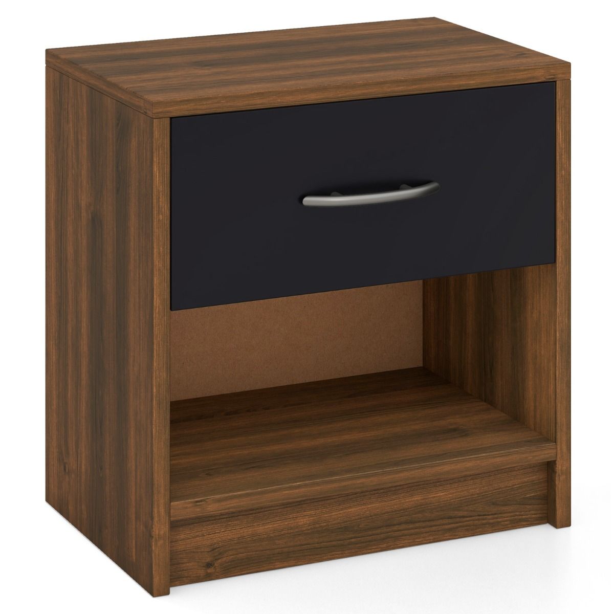 Coast Nachtkastje - met lade en open opbergplank - compact design - bruin en zwart - 38,5 x 28 x 40,5 cm