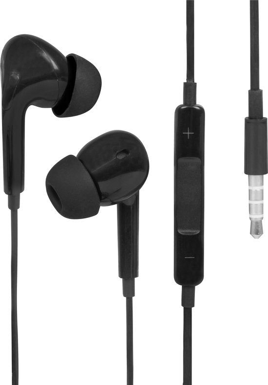Nuvance - Oortjes met Draad - 3.5mm Jack Aansluiting - Oordopjes met Draad - In-Ear Oortjes met Draad en Microfoon - Zwart
