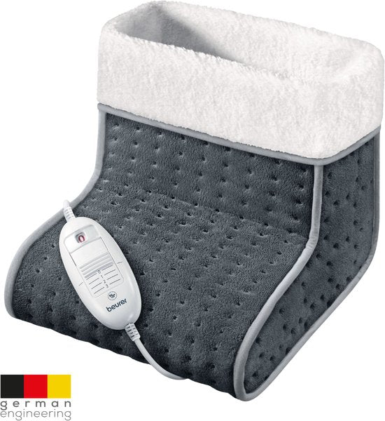Beurer FW 20 Elektrische Voetenwarmer - 3 Warmtestanden - Tot maat 47 - Snelle opwarming - Automatische uitschakeling - Fleece/Teddy - Voering machinewasbaar - 3 Jaar garantie - Grijs