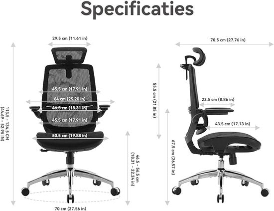 SIHOO M59AS Ergonomische Bureaustoel - 3D Verstelbare & 90° Opklapbare Armleuningen - Dubbele Rugleuning met Adaptieve Lendensteun - Zadelvormig Zitkussen - Hoogwaardig Mesh - BIFMA/SGS Gecertificeerd - Tot 150kg - 43.5x50.5x101.6cm——Zwart