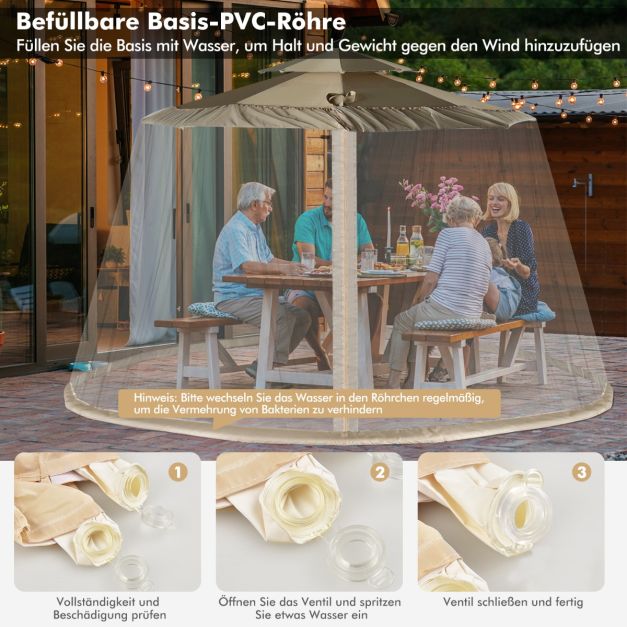 Coast Parasol Muggennet – Insectennet met 2 Deuren en Dubbele Rits 12,5 x 2,3 m – Beige