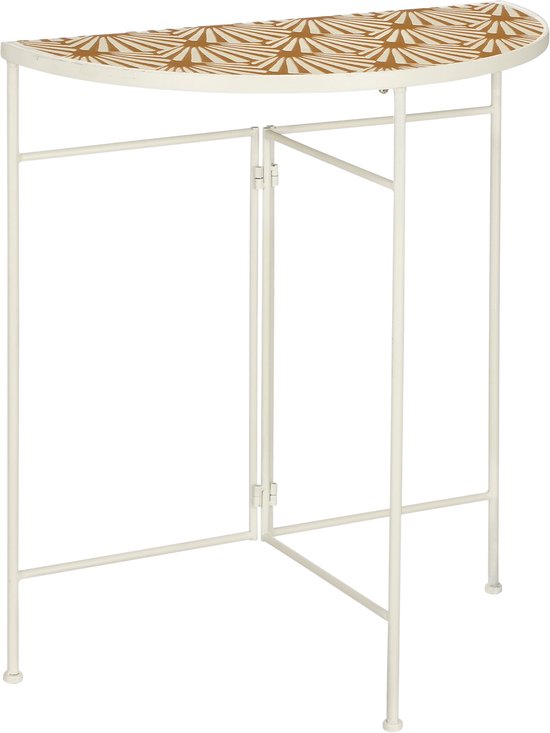 Mica Decorations Odile Wandtafel voor Buiten - L63 x B33 x H71 cm - Metaal - Bruin, Wit