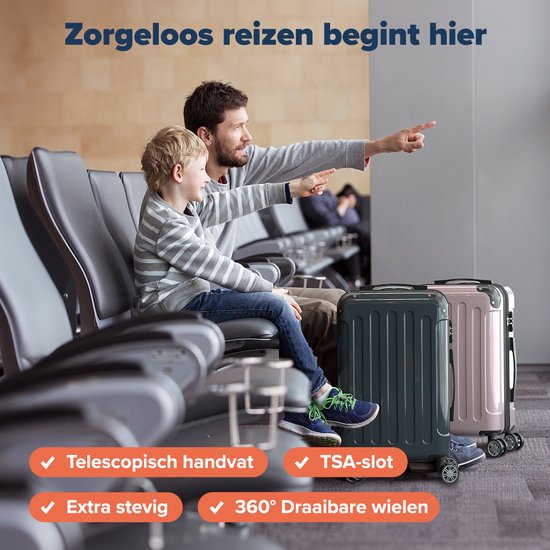 TRVLMORE Handbagage Koffer - 45L - TSA Cijferslot - Lichtgewicht - Uitbreidbaar - Trolley - 54x36x22cm - Donkergrijs