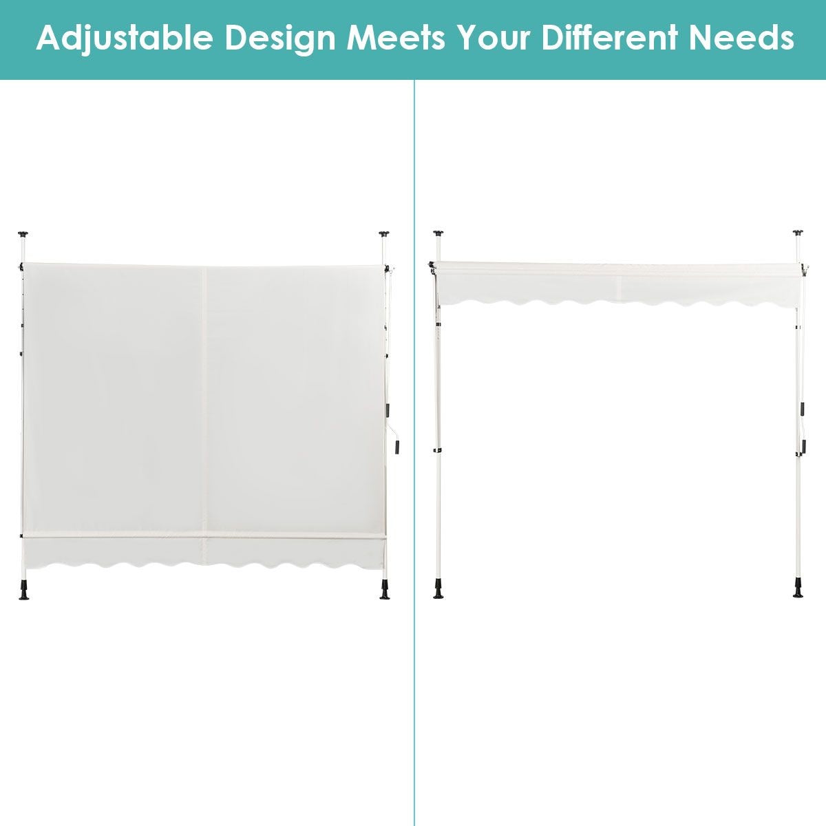 Coast Uitbreidbare luifel - Zonnescherm met handmatige crankhoogte - verstelbaar - 250 x 120 cm beige